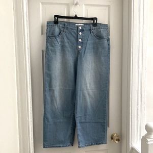 SkinnyGirl Jeans Button Fly Wide Leg Crop Denim Pants